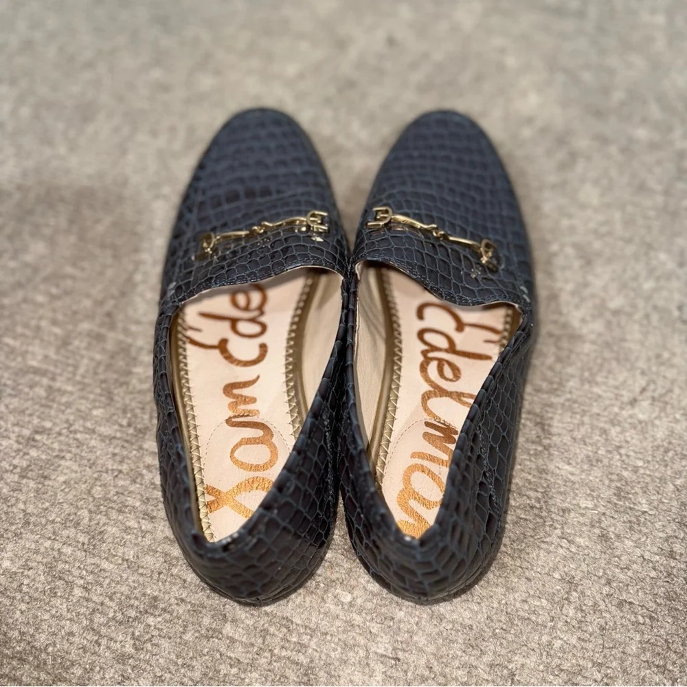 SAM EDELMAN Lorraine Loafer with Bit Hardware Croc‎ embossed size 8